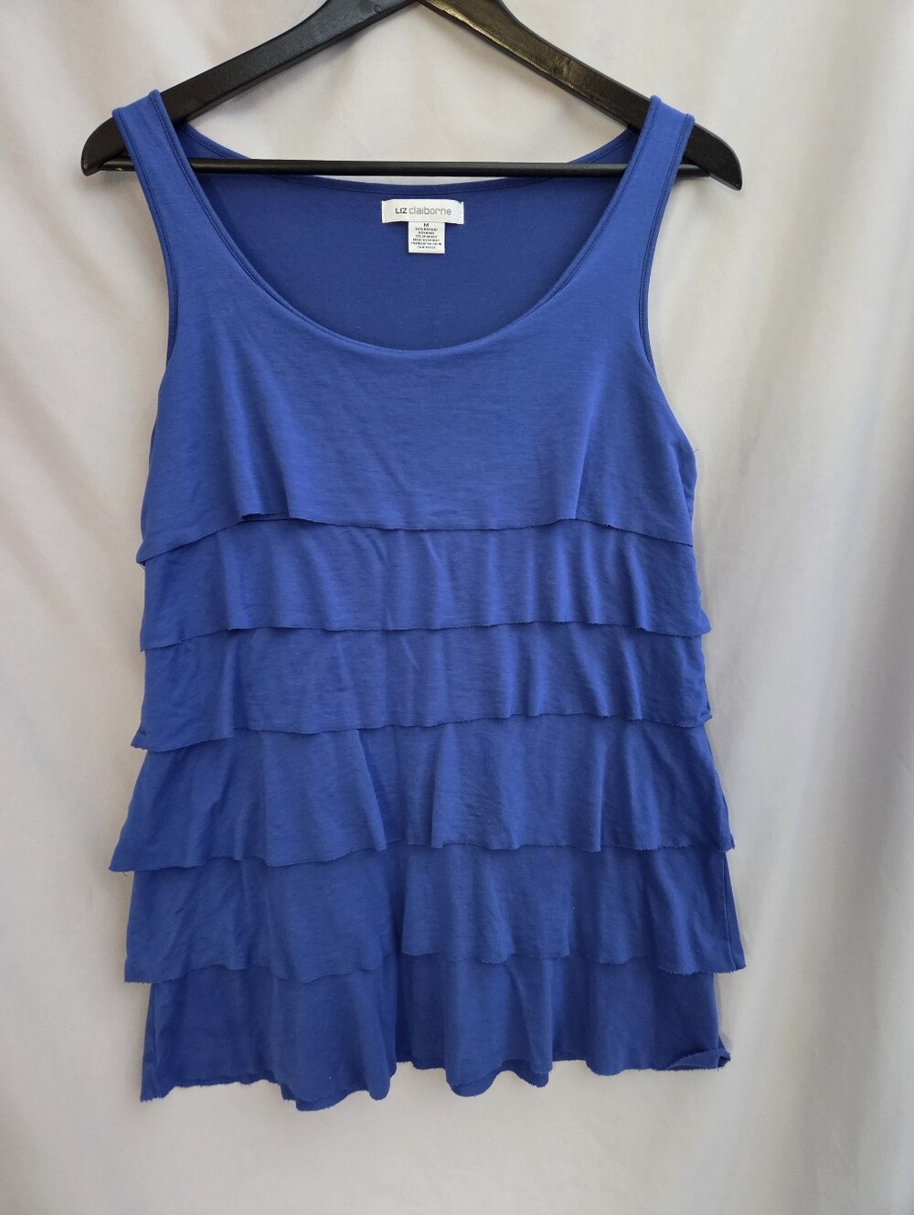 Liz Claiborne Blue Layered Ruffle Tank Top